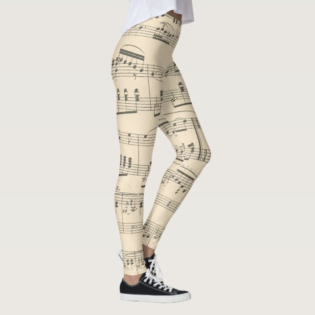 Legging hip vintage comenta música padrão mulheres meninas (Direita)