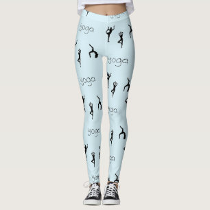 Legging Hipóteses de ioga e padrão de texto em azul