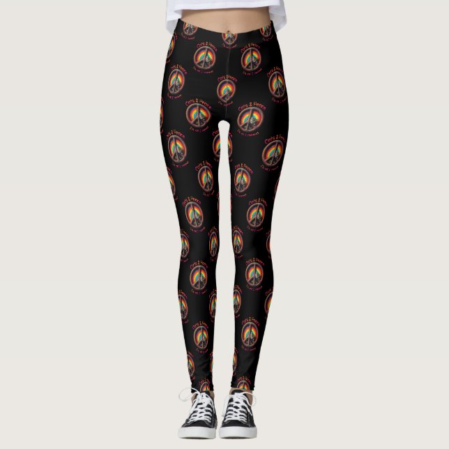 Legging Hippie Tie Dye Cat Amantes da Paz - Sinal Personal (Frente)