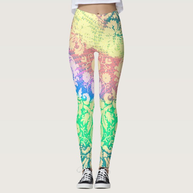 Legging Hippie Tie Dye Flower Padrões (Frente)