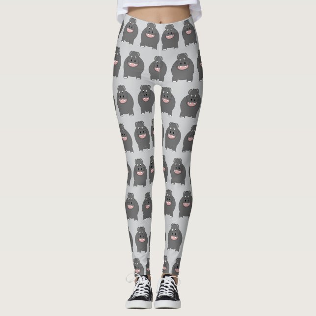 Legging Hippo Design You Choose Background Colour (Frente)