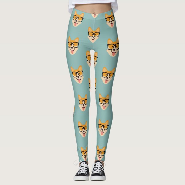 Legging Hipster Engraçado - Padrão Corgi (Frente)
