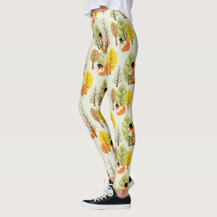 Legging Hipster Florestal de Árvores de Outono Laranja-Bon