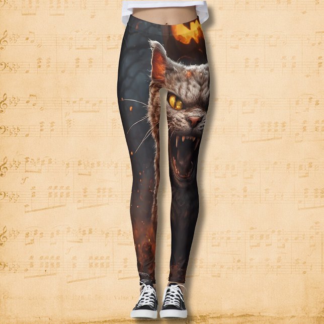 Legging Hisses Assombrados: O Gato Mais Sinistro Do Hallow (Criador carregado)