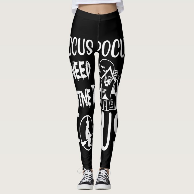 Legging hocus pocus eu preciso de vinho para focar (Frente)