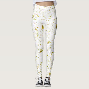 Legging Holiday Sparkle - Estrelas de Natal brancas e Dour