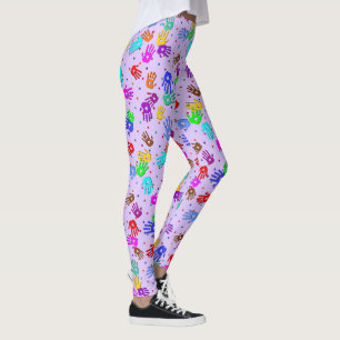 Legging holiES - padrão colorido dos pontos de mãos 1