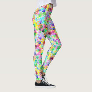 Legging holiES - palmas das mãos muda de cor do padrão do