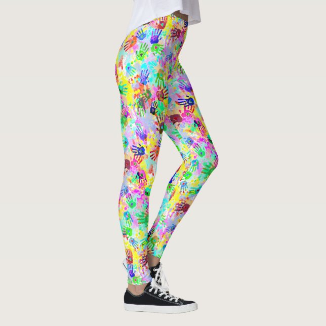 Legging holiES - palmas das mãos muda de cor do padrão do  (Direita)