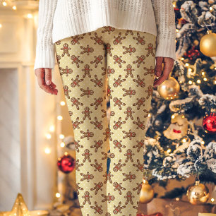 Legging Homem de Biscoito Amarelo de Natal com Bolinhas