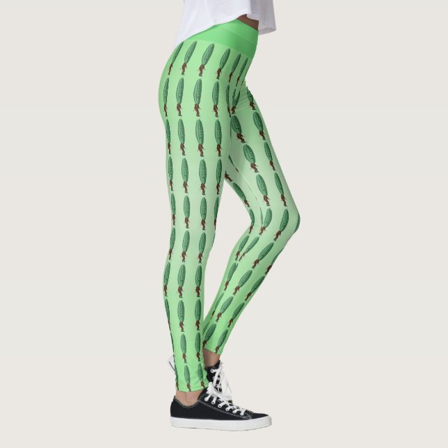 Legging Homem de Cabeça de Piche Verde Divertido em Traje  (Direita)