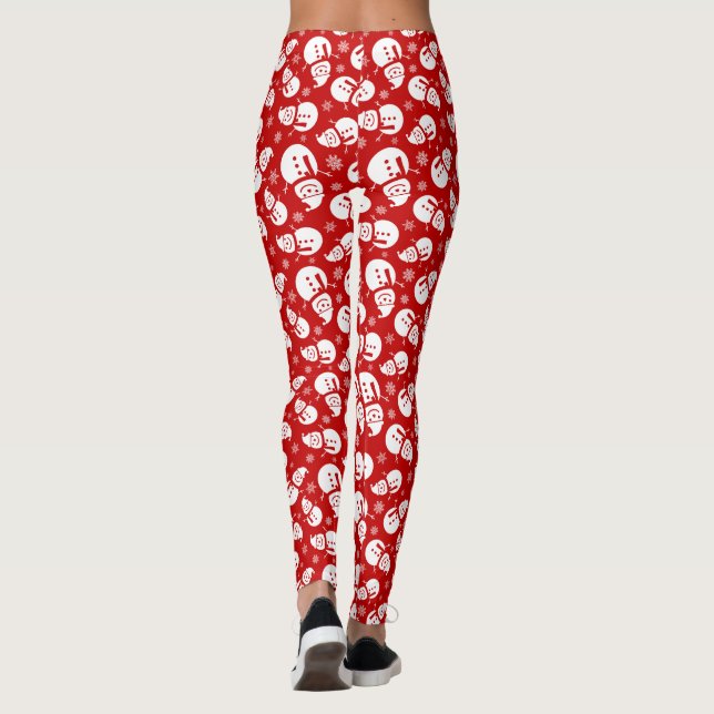 Legging Homem de Neve Vermelho e Branco com Cheio Padrão F (Verso)