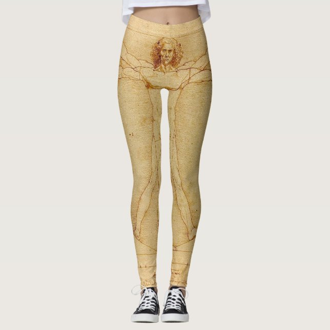 Legging Homem Vitruviano por Leonardo Da Vinci (Frente)