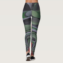 Legging Hora do Partido Eco Verde Molten Vermelho Abstrato