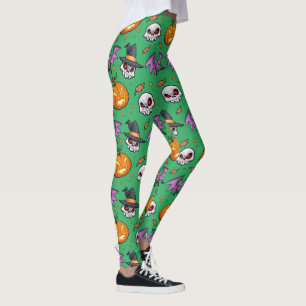 Legging Horário Legal assustador de Cartoon (Verde)