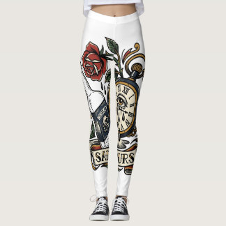 Legging Horas Tristes Relógio Tatuagem Flash Vintage 3h da