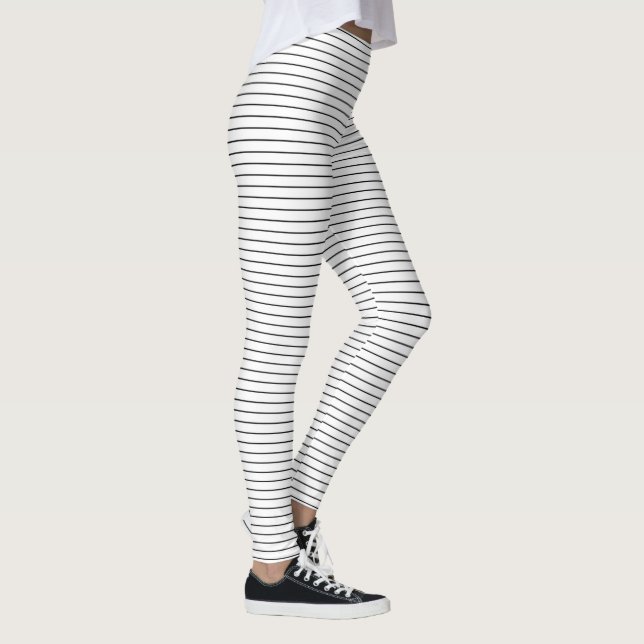 Legging Horizontal Black and White Stripes (Direita)