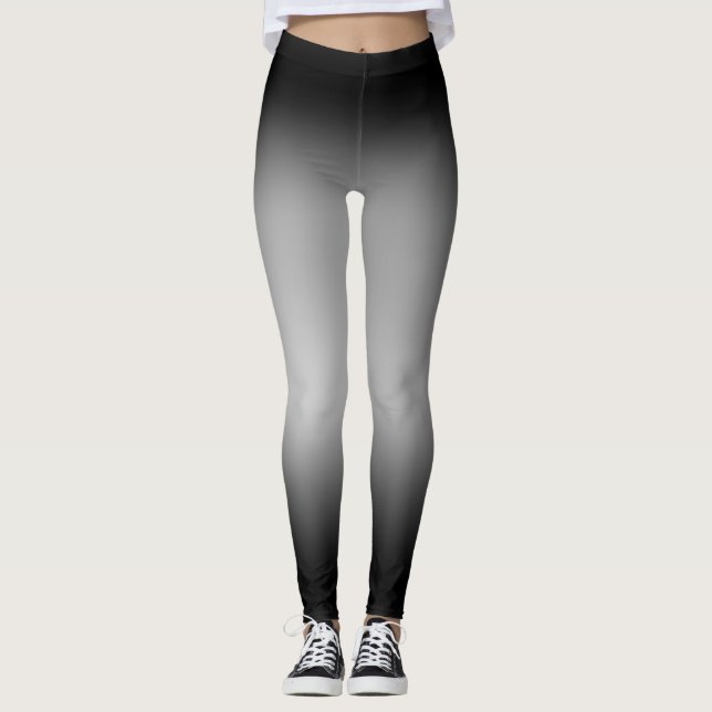 Legging Horizonte de Gradação Preto e Branco (Frente)