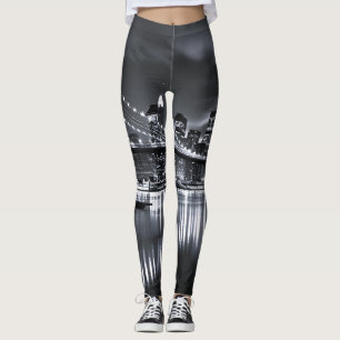 Legging Horizonte de Nova York Ponte de Brooklyn Monocromá