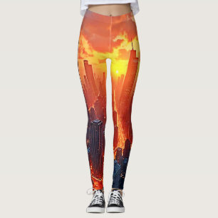 Legging Horizonte Dourado: Arte do Pôr do Sol na Cidade Ra