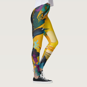 Legging Horizonte Dourado – Pôr do Sol Tropical Abstrato