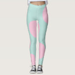 Legging horta elegante e bolinhas cor-de-rosa<br><div class="desc">Design minimalista,  moderno e na moda,  representando pontos cor-de-rosa num fundo de menta.</div>