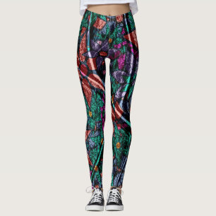 Legging Hortelã alaranjada #2 floral roxo