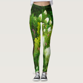 Legging Hortênsias Limelight no Meu Jardim Rubio
