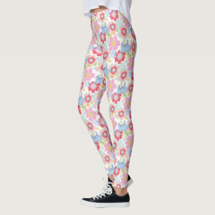Legging Horton Hears A Who   Padrão de Flor de Pastel