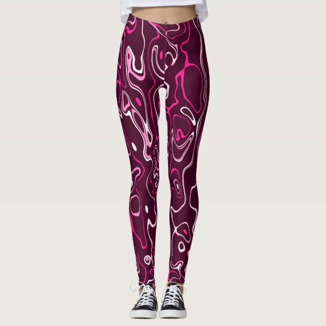 Legging Hot pink damascus abstract swirls cool pattern (Frente)