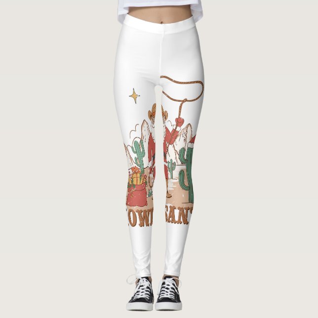 Legging Howdy Santa Claus Cowboy Ocidental Pj Paja (Frente)