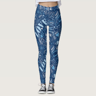 Legging Hugs e Kisses Word Cloud Blue ID286