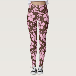 LEGGING HULA HAVAIANA (HIBÍSCO) MARROM ROSA