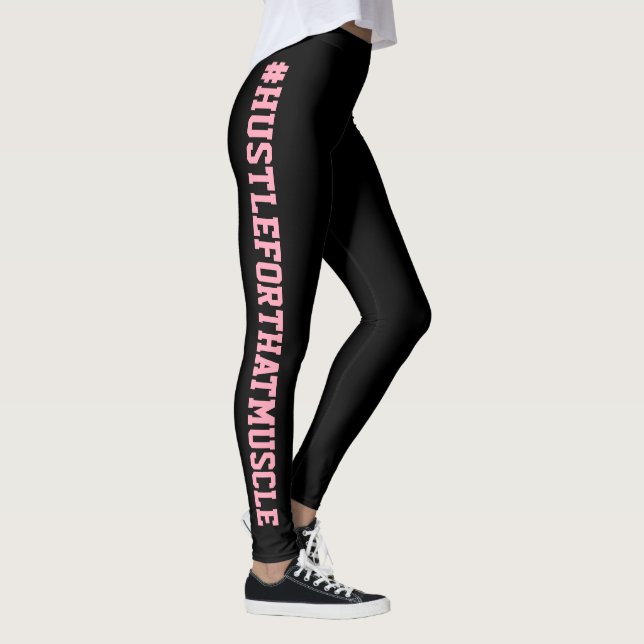 Legging #Hustle para esse exercício do rosa do preto do (Direita)