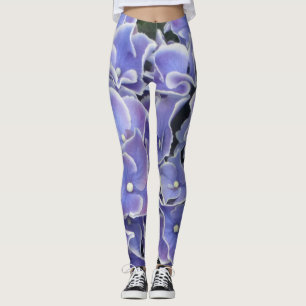 Legging Hydrangea Azul com Legenda de Borda Branca