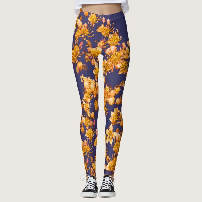 Legging Hydrangea Orange Marinho Azul (Frente)
