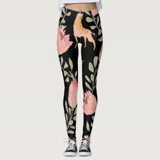 Legging Hyena e Protea: Fundo Negro Sem Olhos