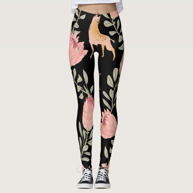 Legging Hyena e Protea: Fundo Negro Sem Olhos (Frente)