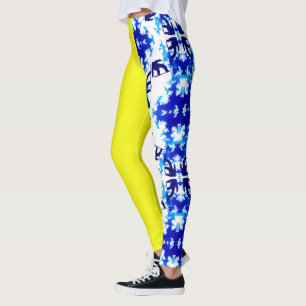 Legging Ice Blue Snowboarder Sky Amarelo Esporte de Neve