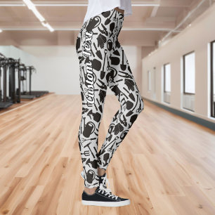 Legging Ícones de jardinagem em silhueta padrão