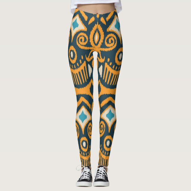 Legging Ikat artesanal: padrão étnico de tecido (Frente)