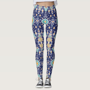 Legging Ikat Geométrico: Folclore Oriental Ornament.