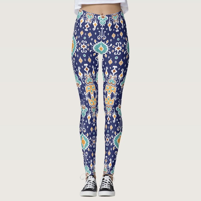 Legging Ikat Geométrico: Folclore Oriental Ornament. (Frente)