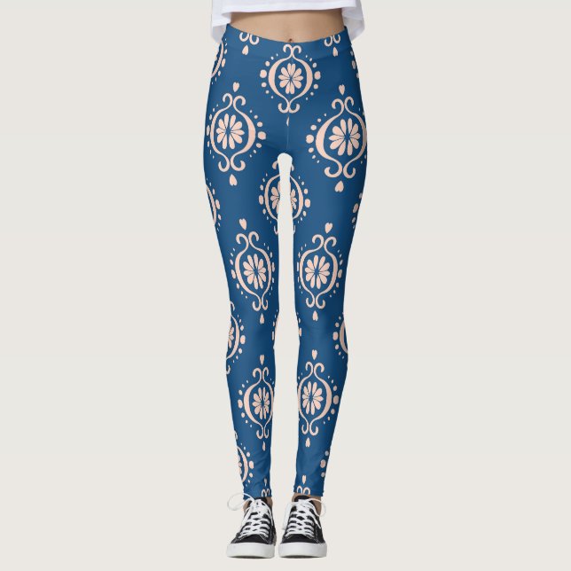 Legging Ikat Geométrico Folklore Damask Ornament (Frente)