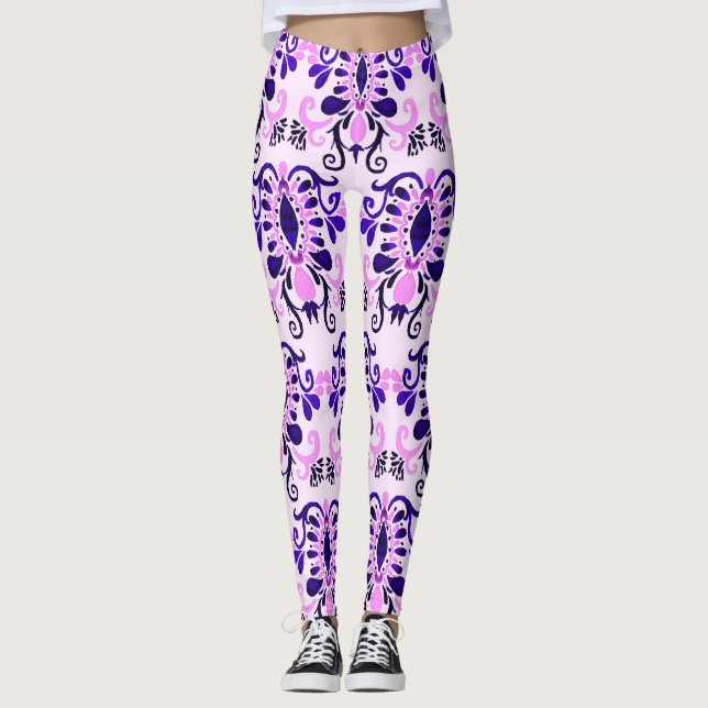 Legging Ikat Watercolor: Étnica Tribal Sem Olhos (Frente)