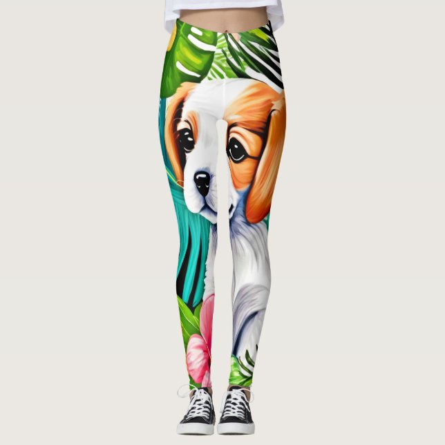 Legging Ilha Puppy: Amigo Floral (Frente)