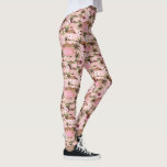 Legging Ilha Tropical de Luau Havaiana, Palmeiras, Flores<br><div class="desc">Lindas leggings com uma ilha tropical exuberante cheia de palmeiras e flores. Perfeito para férias de praia ou para o casamento havaiano Luau,  yoga na praia ou visto de diversão cotidiano.</div>