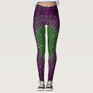 Legging Illusão Fractal Roxa e Verde