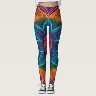 Legging Ilusão de Onda Psikedélica Neon 3D contínuo