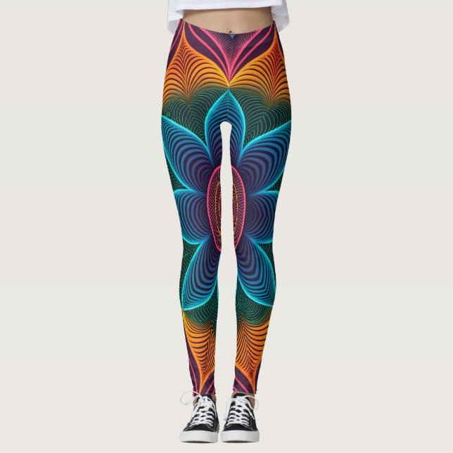 Legging Ilusão de Onda Psikedélica | Neon 3D contínuo (Frente)